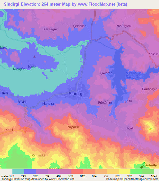 Sindirgi,Turkey Elevation Map