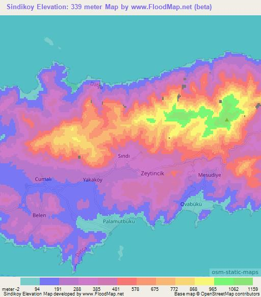 Sindikoy,Turkey Elevation Map