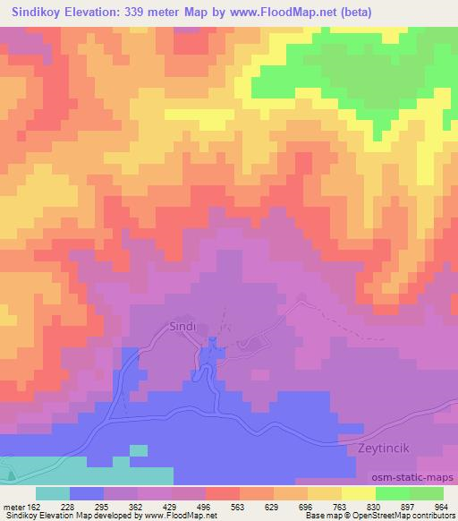 Sindikoy,Turkey Elevation Map