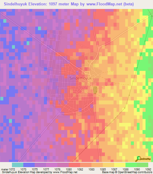 Sindelhuyuk,Turkey Elevation Map