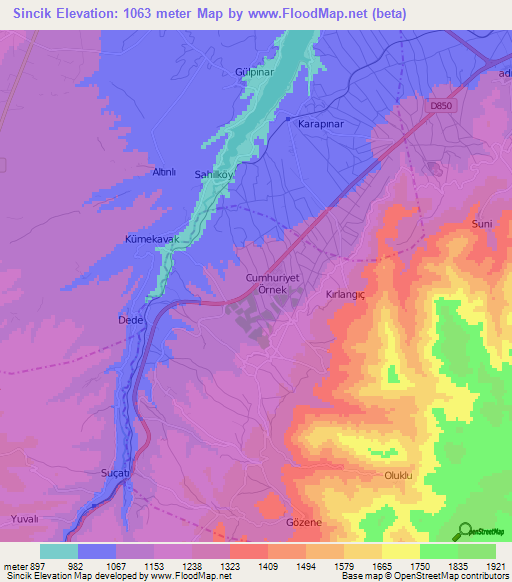 Sincik,Turkey Elevation Map