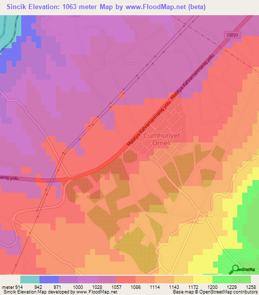 Sincik,Turkey Elevation Map