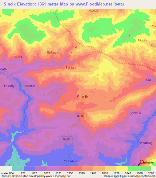 Sincik,Turkey Elevation Map