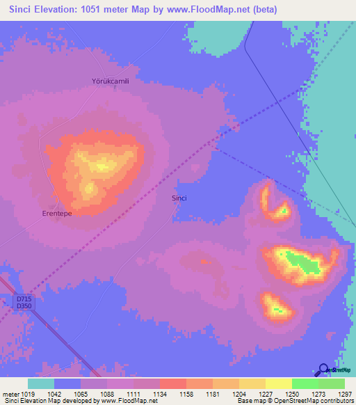 Sinci,Turkey Elevation Map