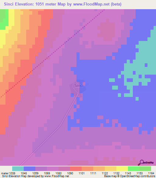 Sinci,Turkey Elevation Map