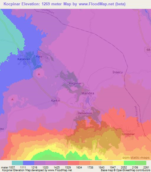 Kocpinar,Turkey Elevation Map