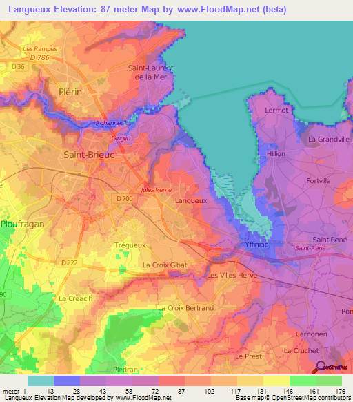 Langueux,France Elevation Map