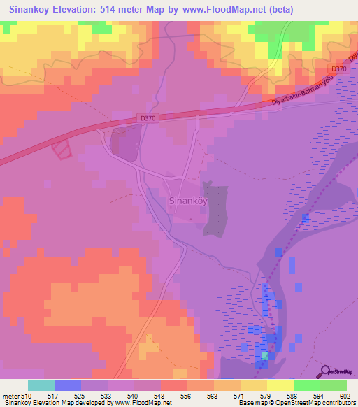 Sinankoy,Turkey Elevation Map