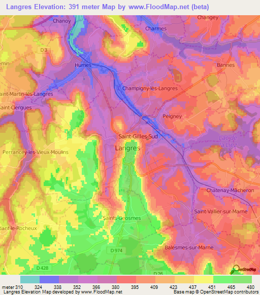 Langres,France Elevation Map