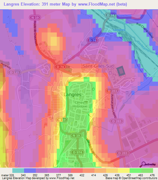 Langres,France Elevation Map