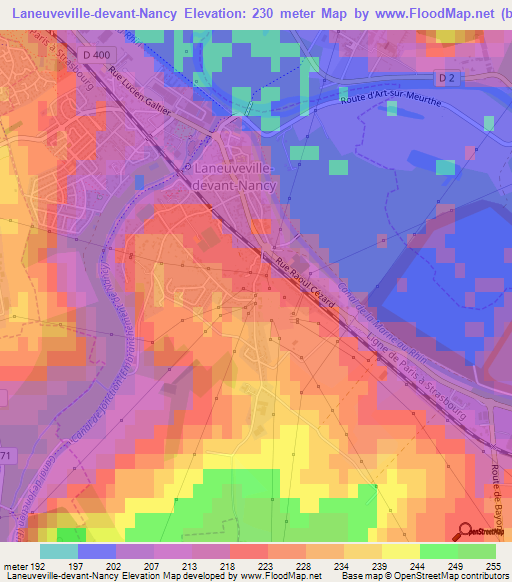 Laneuveville-devant-Nancy,France Elevation Map