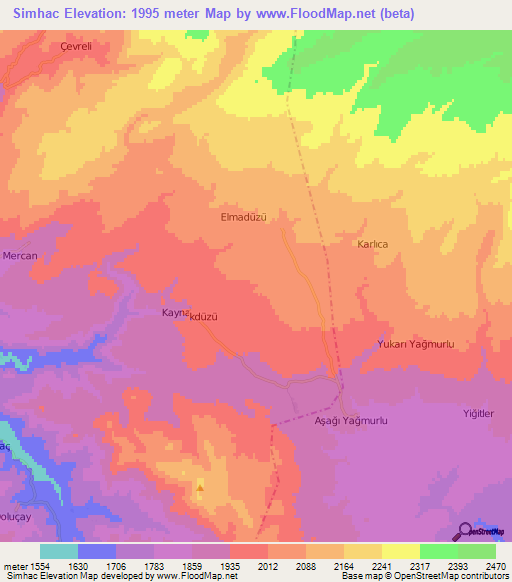 Simhac,Turkey Elevation Map