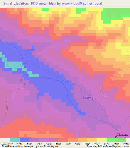 Simal,Turkey Elevation Map