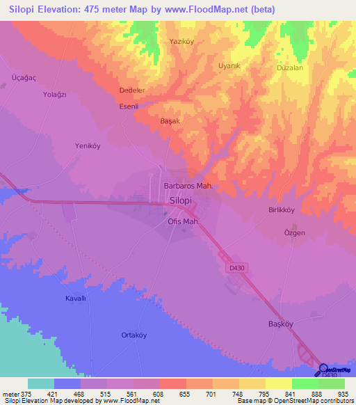 Silopi,Turkey Elevation Map