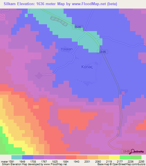 Silkam,Turkey Elevation Map