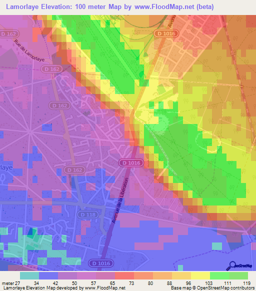 Lamorlaye,France Elevation Map