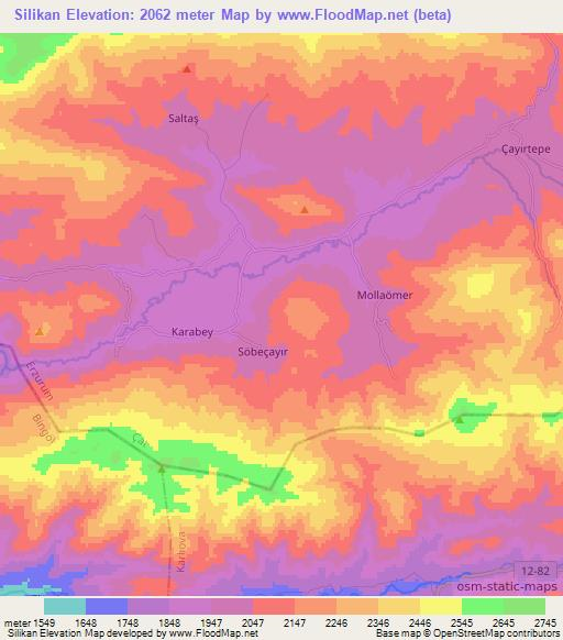 Silikan,Turkey Elevation Map