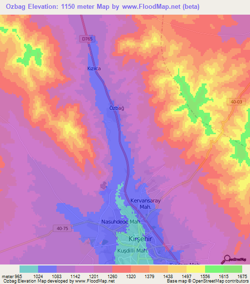 Ozbag,Turkey Elevation Map