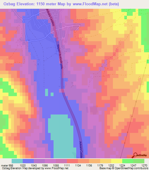 Ozbag,Turkey Elevation Map