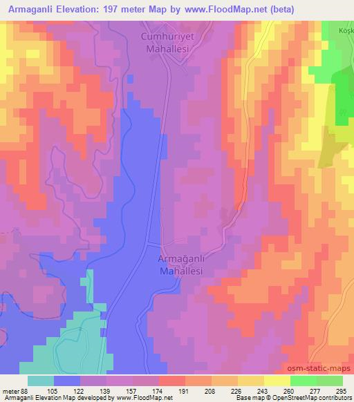 Armaganli,Turkey Elevation Map