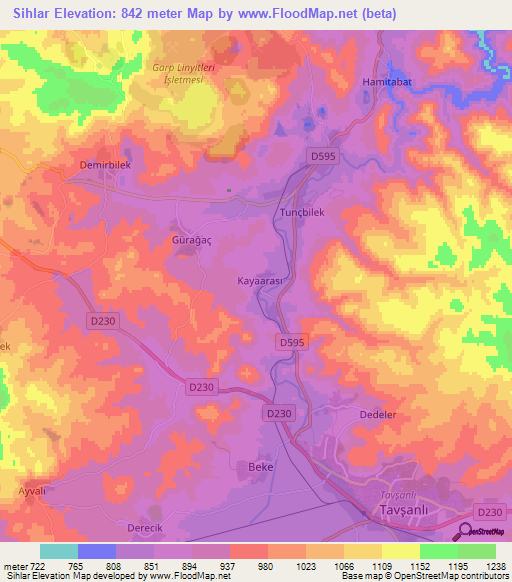 Sihlar,Turkey Elevation Map