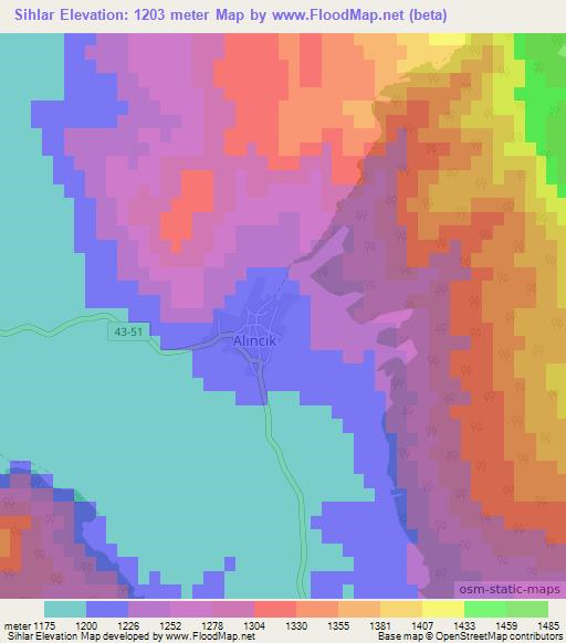 Sihlar,Turkey Elevation Map