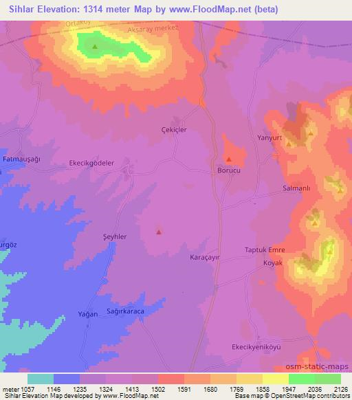 Sihlar,Turkey Elevation Map