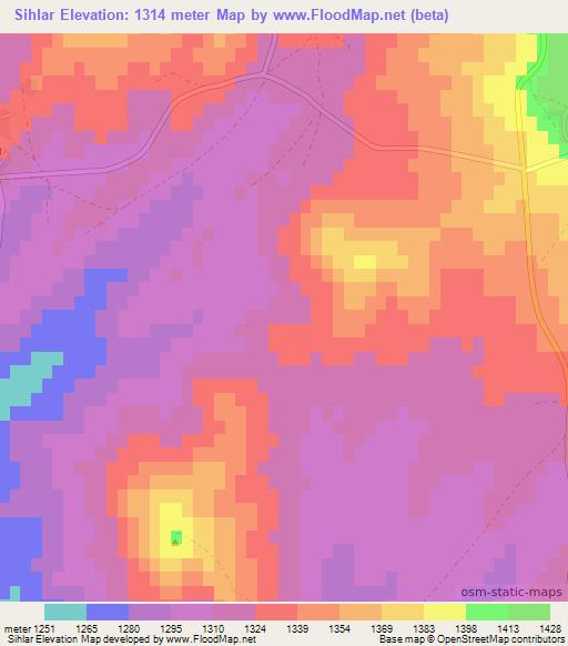 Sihlar,Turkey Elevation Map