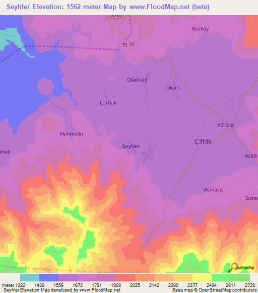 Seyhler,Turkey Elevation Map