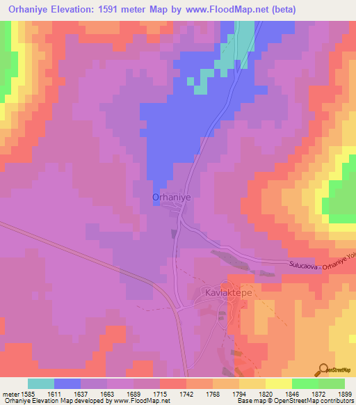 Orhaniye,Turkey Elevation Map