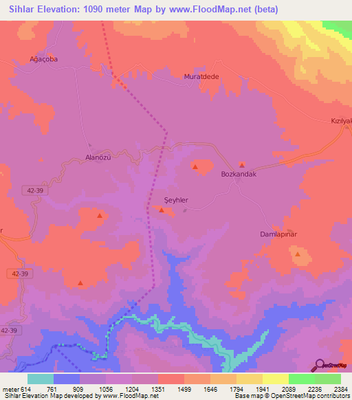 Sihlar,Turkey Elevation Map