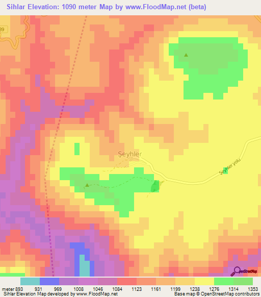 Sihlar,Turkey Elevation Map