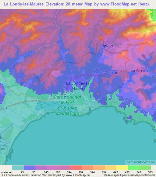 La Londe-les-Maures,France Elevation Map