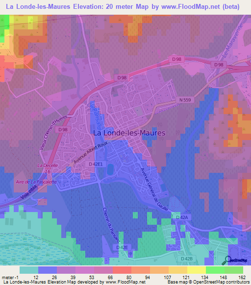 La Londe-les-Maures,France Elevation Map