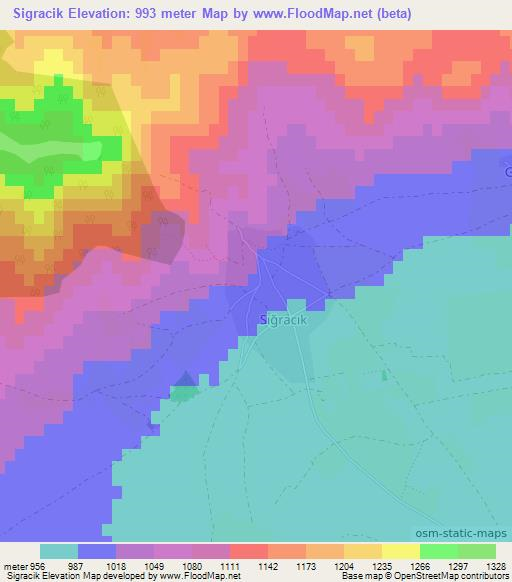 Sigracik,Turkey Elevation Map