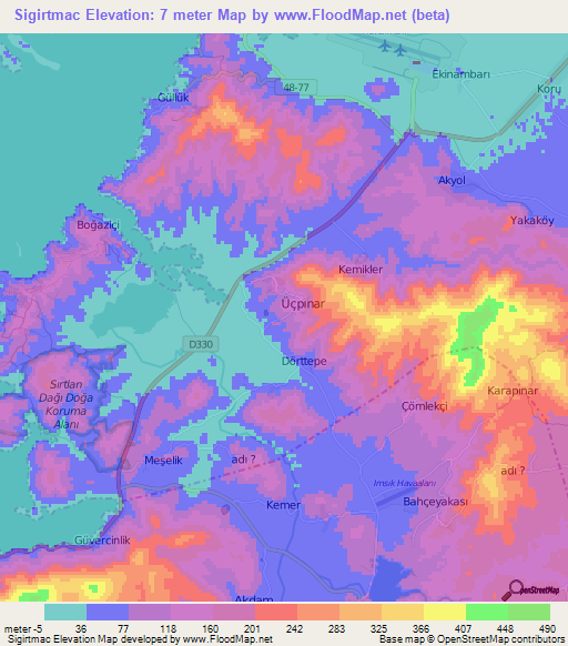 Sigirtmac,Turkey Elevation Map