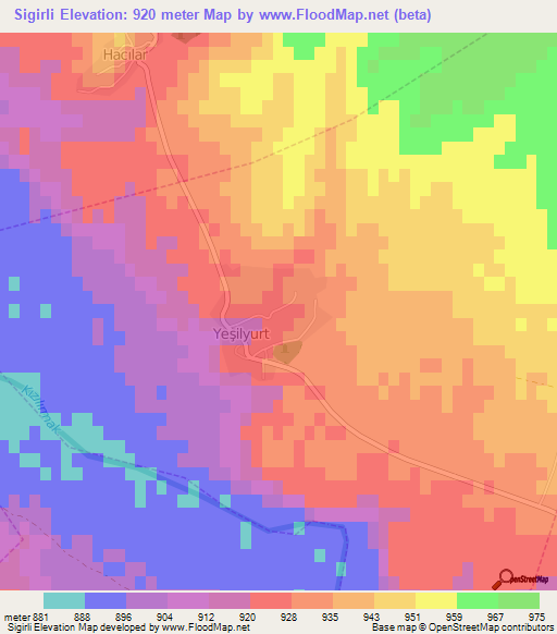 Sigirli,Turkey Elevation Map