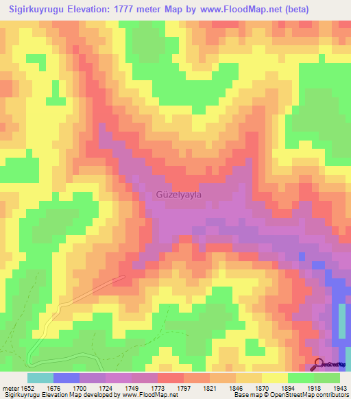 Sigirkuyrugu,Turkey Elevation Map