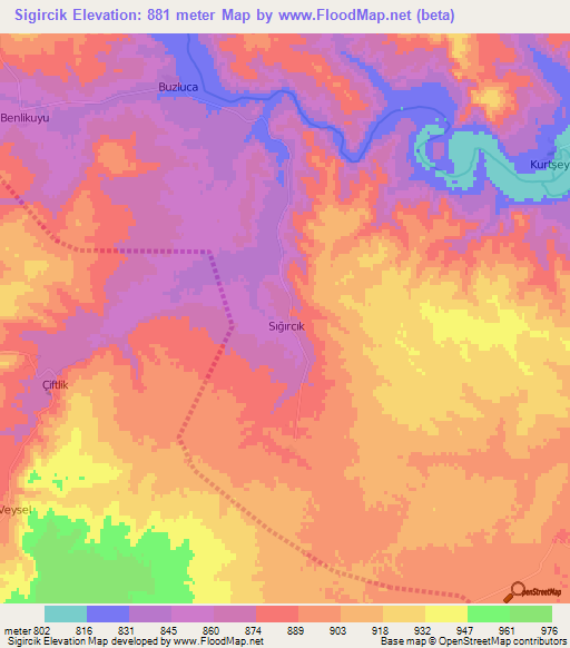 Sigircik,Turkey Elevation Map