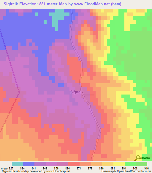 Sigircik,Turkey Elevation Map