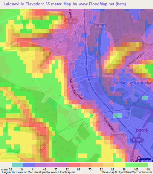 Laigneville,France Elevation Map