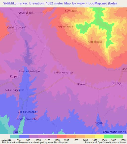 Sidiklikumarkac,Turkey Elevation Map