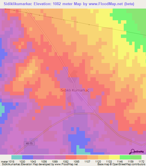 Sidiklikumarkac,Turkey Elevation Map