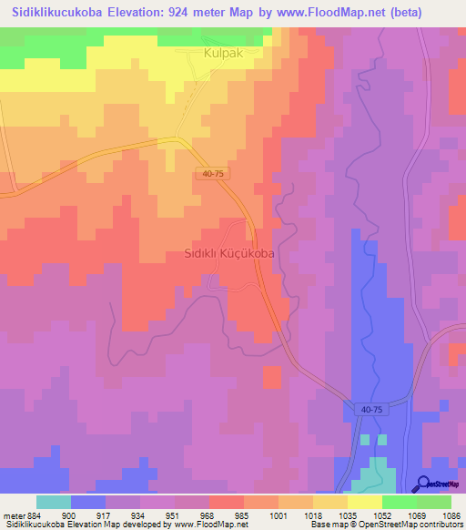 Sidiklikucukoba,Turkey Elevation Map