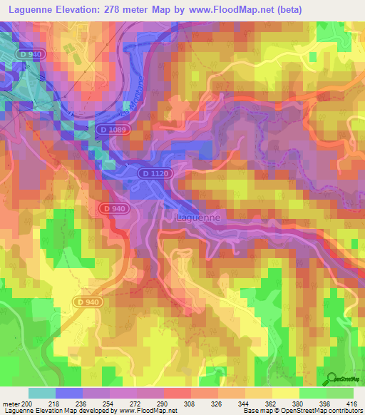 Laguenne,France Elevation Map