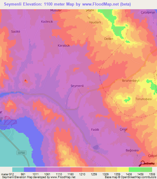 Seymenli,Turkey Elevation Map