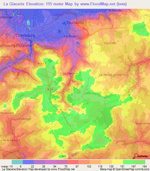 La Glacerie,France Elevation Map