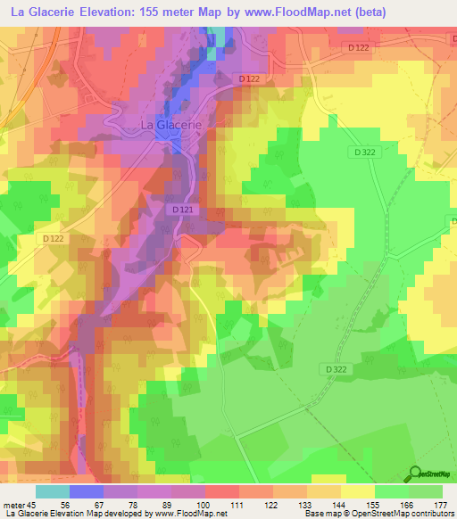 La Glacerie,France Elevation Map