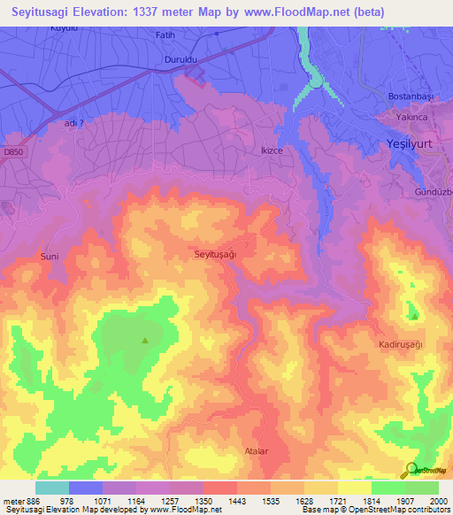 Seyitusagi,Turkey Elevation Map