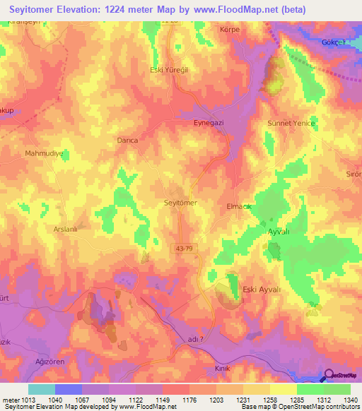 Seyitomer,Turkey Elevation Map